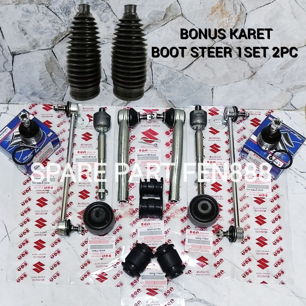 Paketan Komplit Kaki Kaki Depan Suzuki Ertiga 2013-2017 Original Japan 14pc Tie Rod Rack End Link St