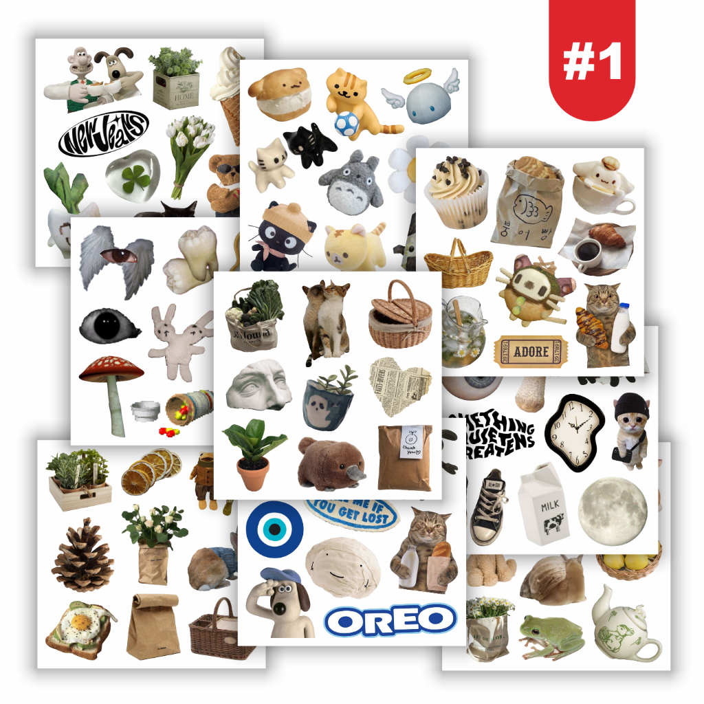 

mini sticker sheet aesthetic deco y2k cute waterproof MSS1