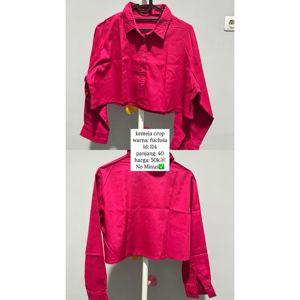 kemeja crop fushia