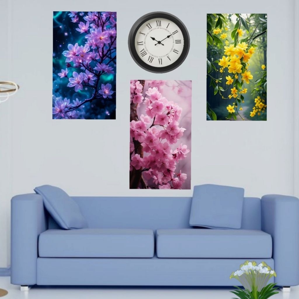 Hiasan Dinding Dekorasi Rumah Pajangan Dinding Poster Kayu  Bunga Sakura