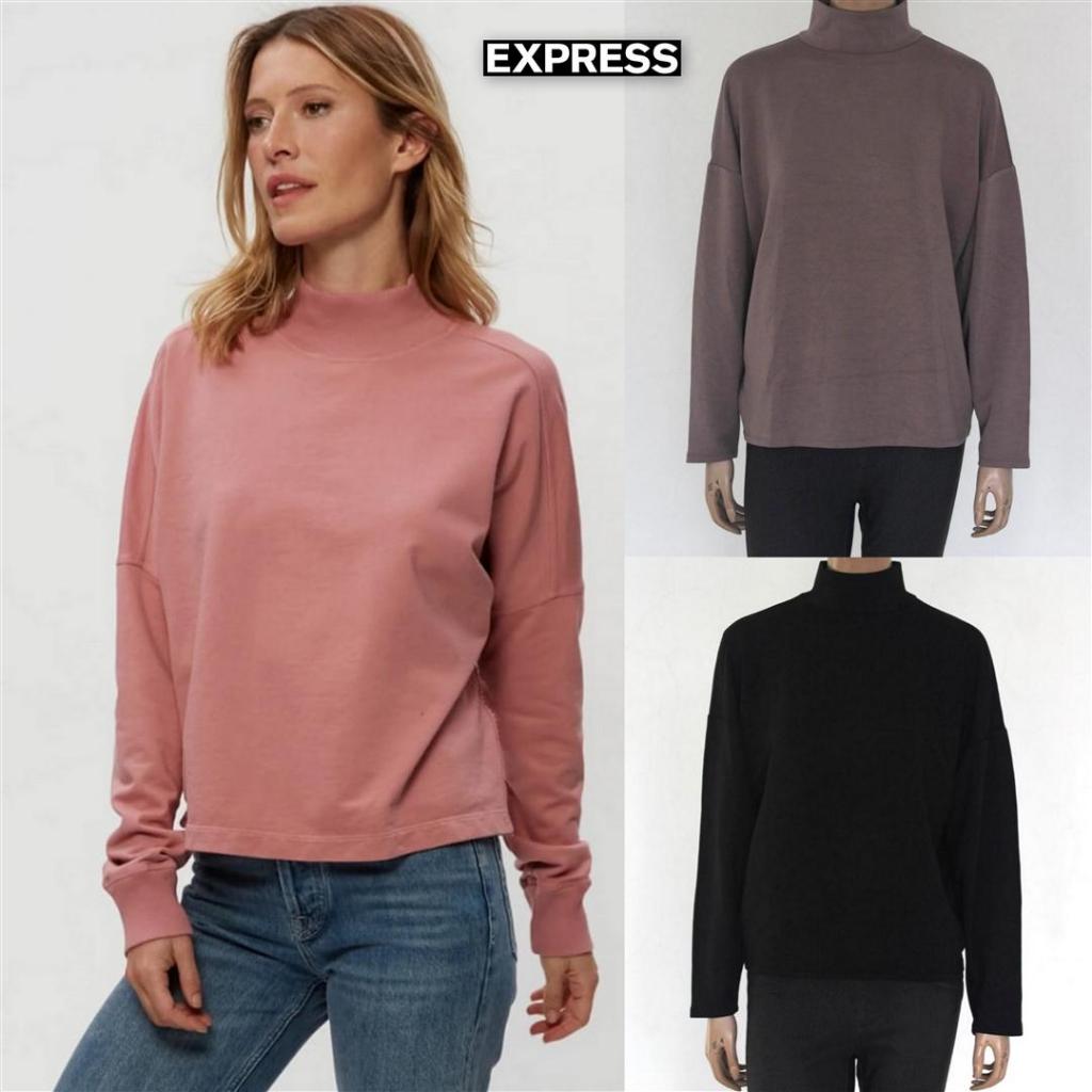 Mode Republic - Relaxed Mock Neck Sweatshirt - Daily Knit Outer - Sweater Polos Wanita Lengan Panjan