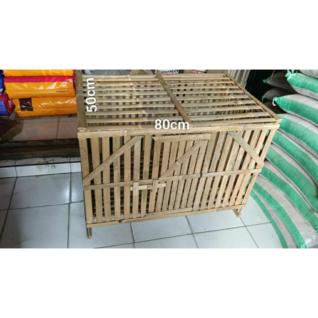 BOX Kurungan Kandang Ayam anakan kecil DOC, ukuran 50x50x80 cm, dari Bambu HALUS dan RAPI, Rakitan, 