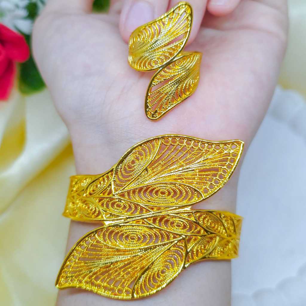 gelang kendari satu set set dubai gelang kendari terbaru 24K fashion populer xuping perhiasan lapis 