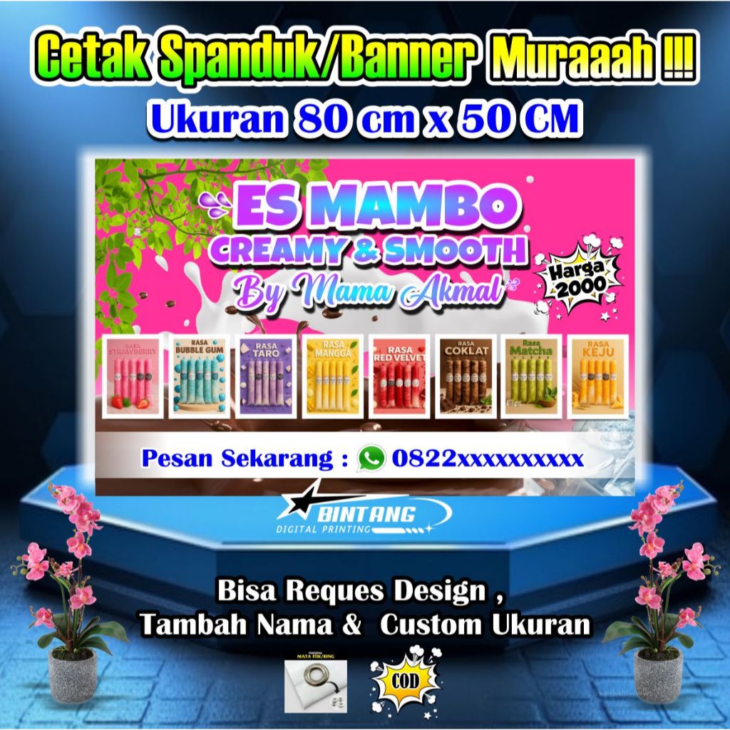 Spanduk Banner Es Mambo Ukuran 80 cm x 50 cm