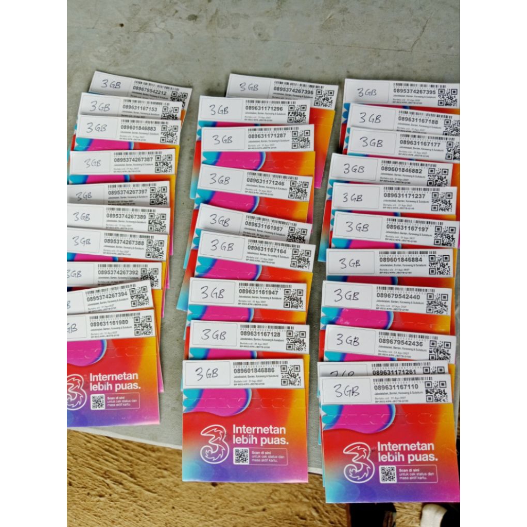Kartu Perdana Tri 3 GB 1 Bulan - Nasional