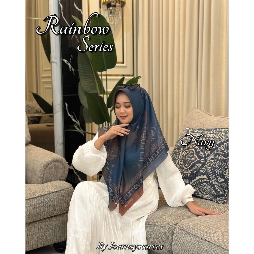 Rainbow Navy Hijab Segi Empat by Journey Scarves