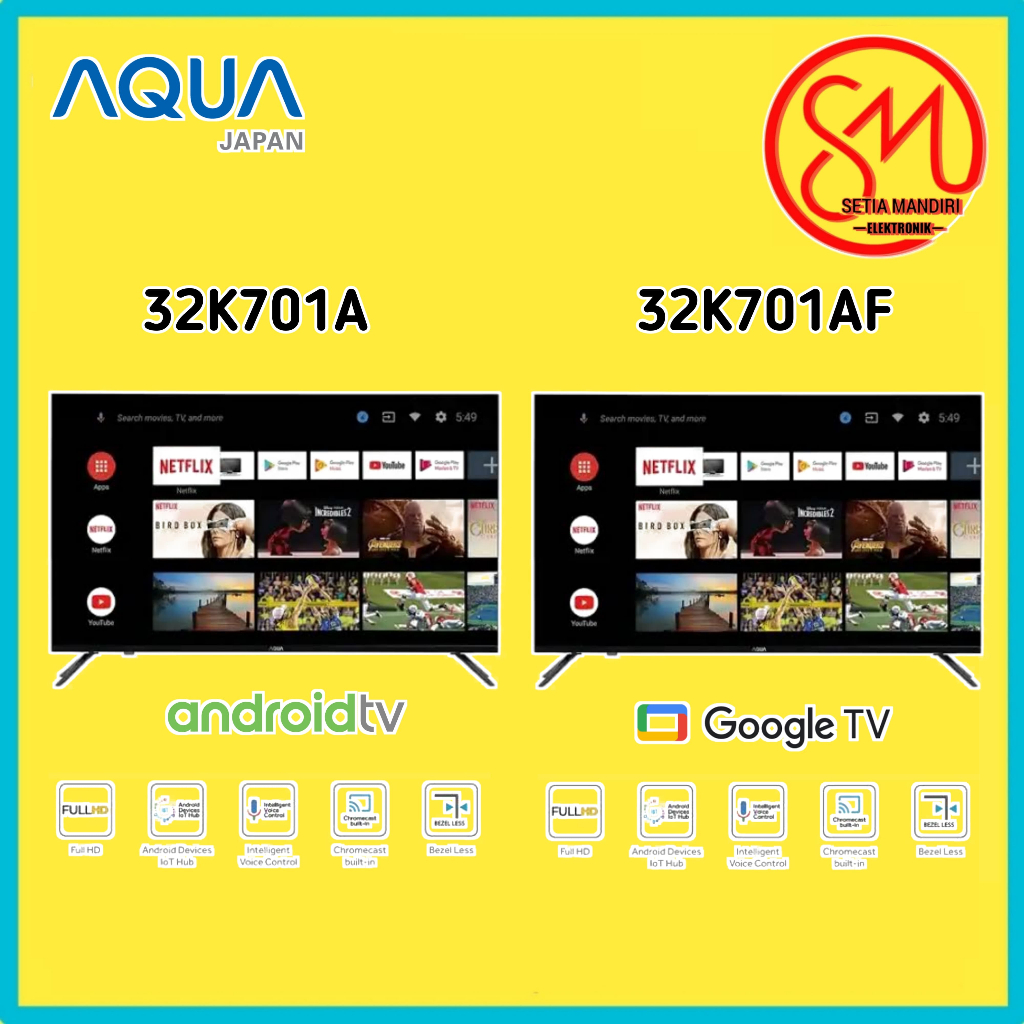 [Kargo] AQUA Elektronik TV 32 inch AQT32K701A - 32 Inch Smart TV Android - HD - Google Play