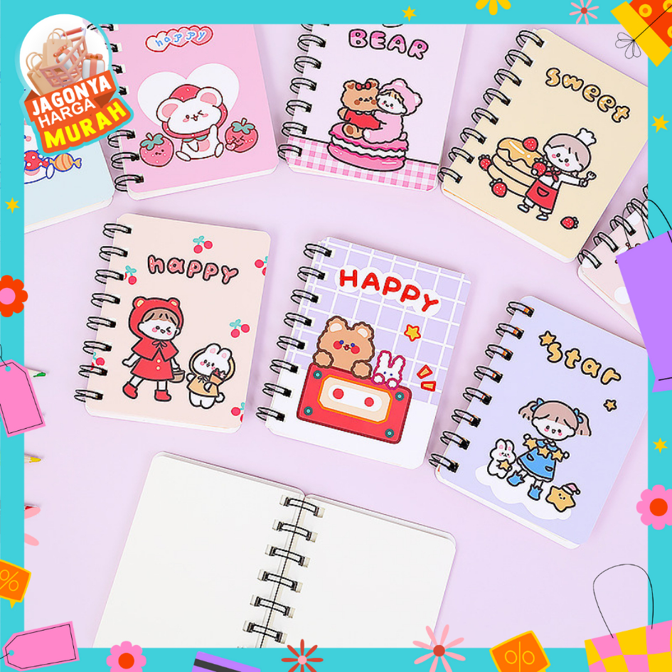 

JHM Notebook Ring Motif Kartun Buku Catatan Memo Spiral Buku Tulis Mini Binder Karakter Murah