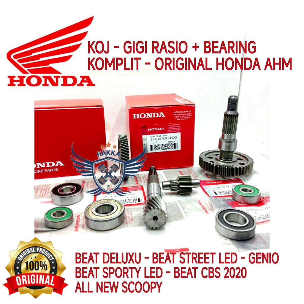 KOJ ORIGINAL GIGI RASIO + BEARING KOMPLIT HONDA BEAT DELUXE, GIGI RASIO HONDA BEAT STREET LED, GIGI 