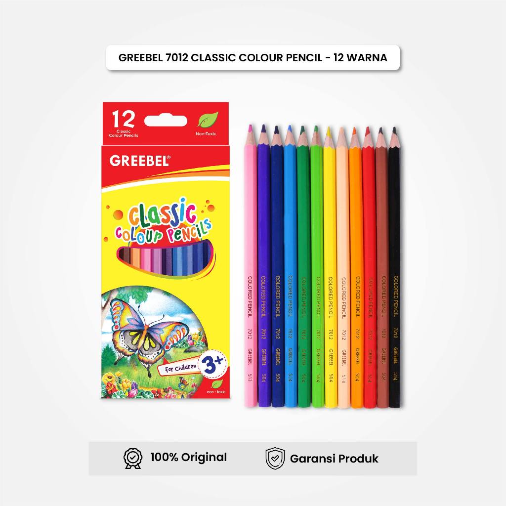 

GREEBEL Pensil Warna 12 Warna Classic Colour (7012) Coloring Pencil