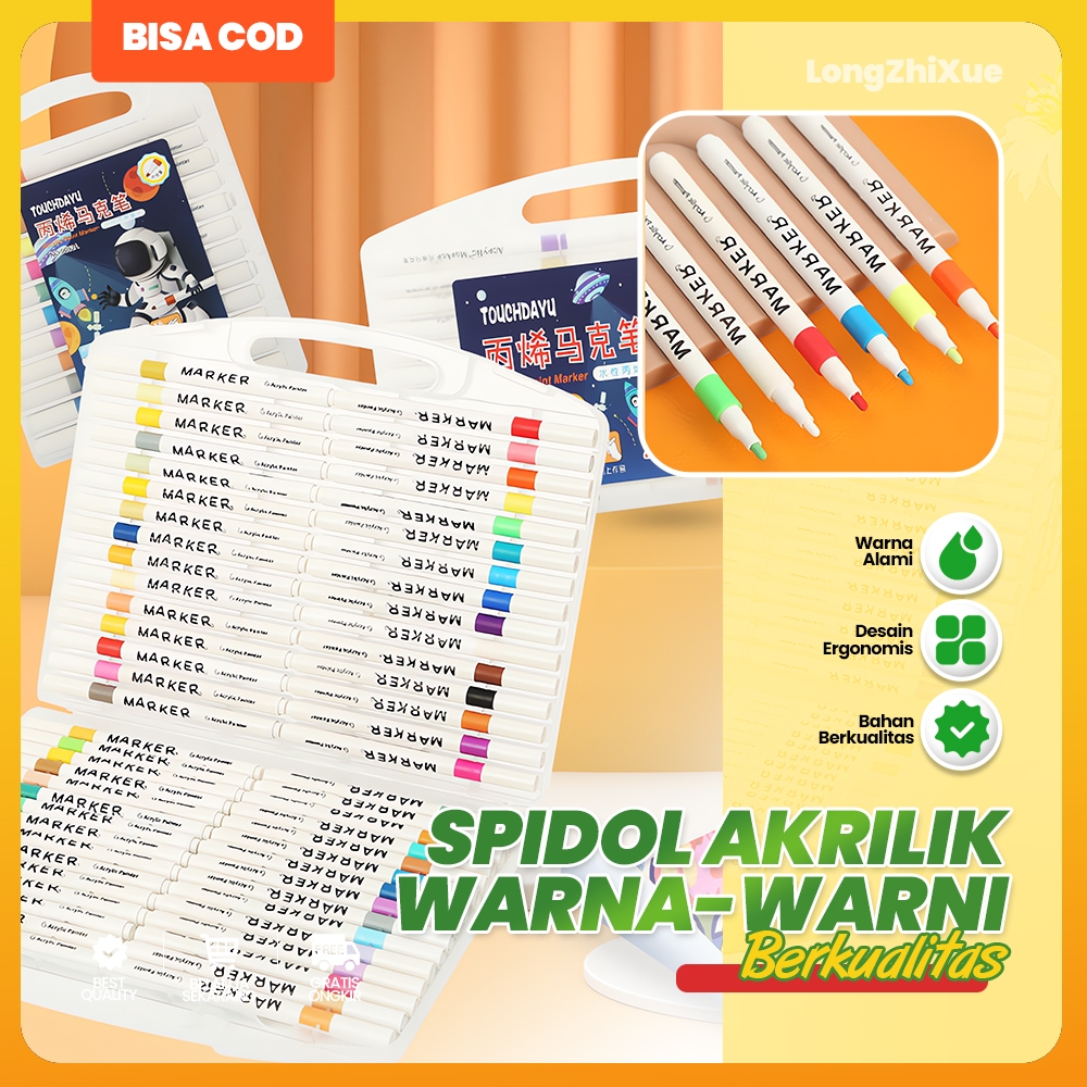 

Spidol Warna Cepat Kering Tahan Air Colors Pen Acrylic Marker Set 12/24 Warna DIY Painting Highlight Drawing