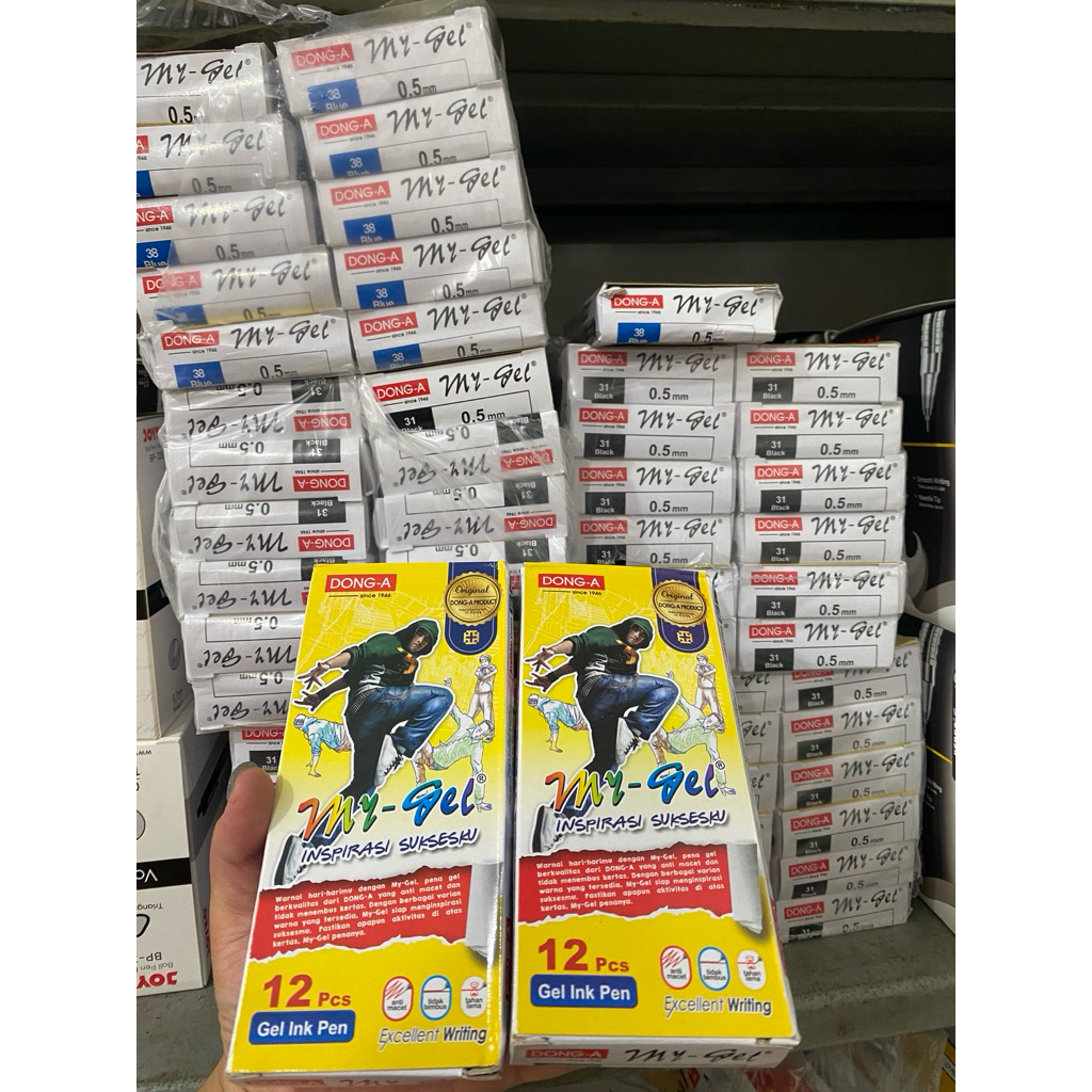 

Pena My Gel / pulpen DONG-A my gel 0.5mm warna hitam isi 12pcs/ktk (grosir)
