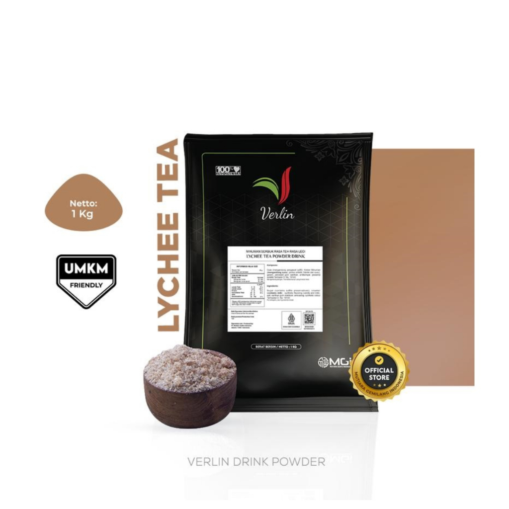 

bubuk minuman Verlin drink powder LYCHEE TEA 1kg verlin powder drink leci tea 1kg verlin lychee tea