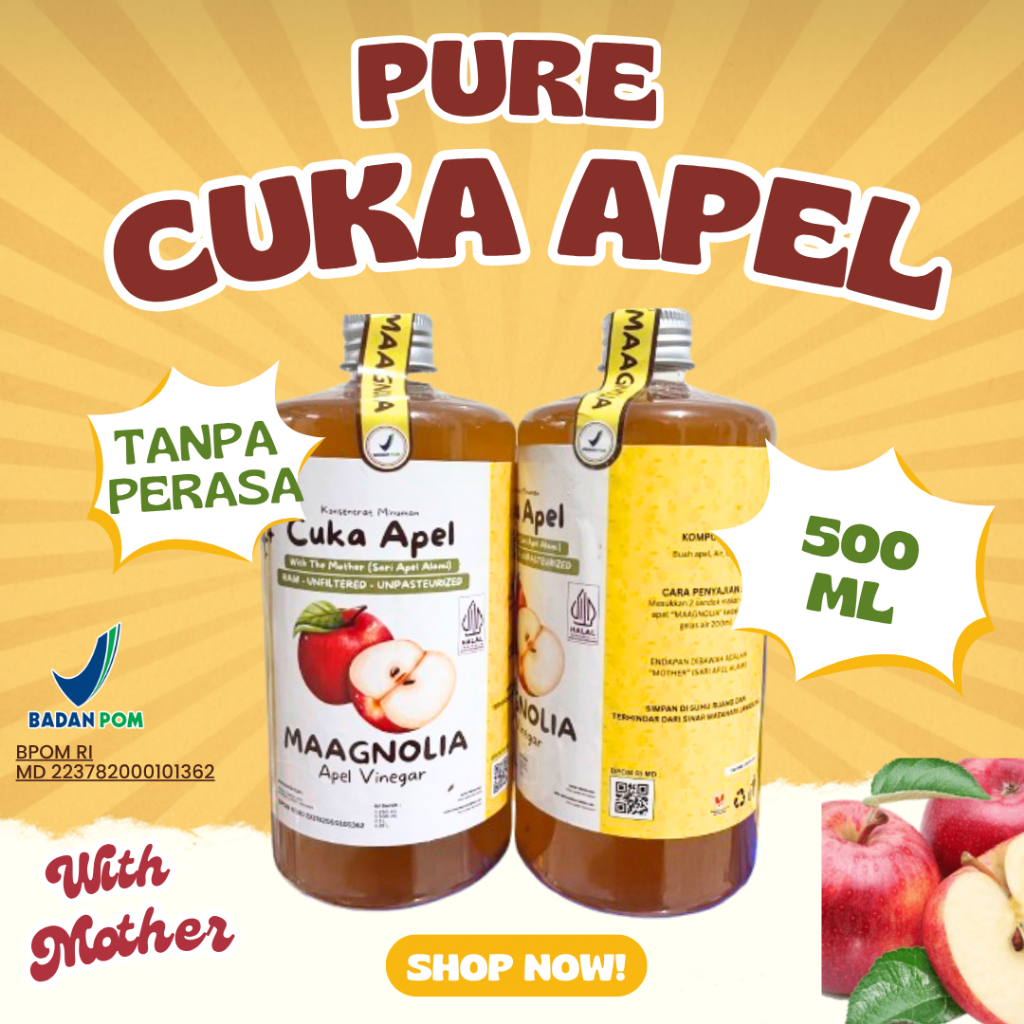 

Cuka Apel With Mother Organik Maagnolia Premium Cuka Apel Premium Pure Vinegar 500ml Untuk Kesehatan