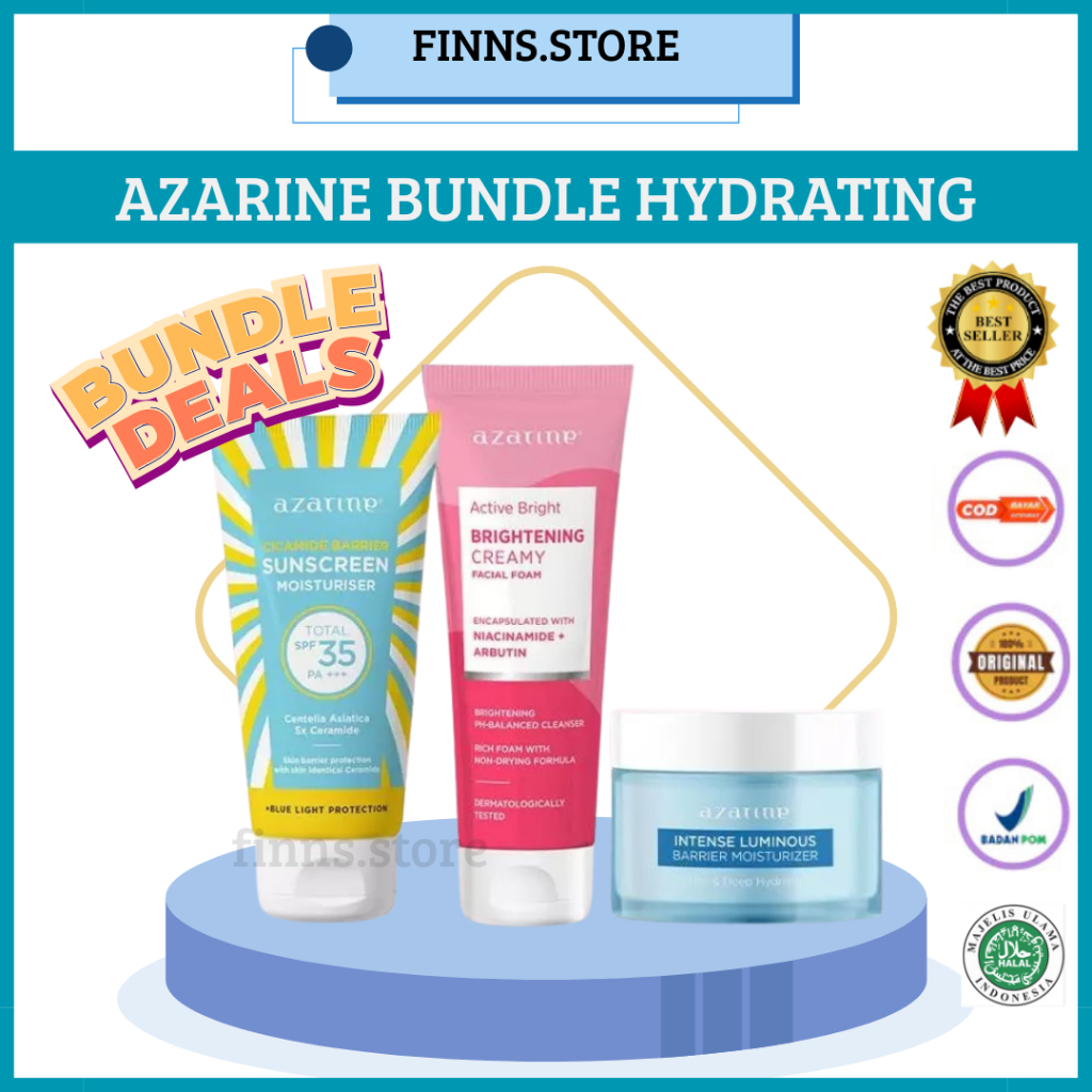 [ 3 IN 1 ] Azarine Sunscreen SPF 35 with Facial Foam - Moist Azarine Paket Skincare Mencerahkan Meng