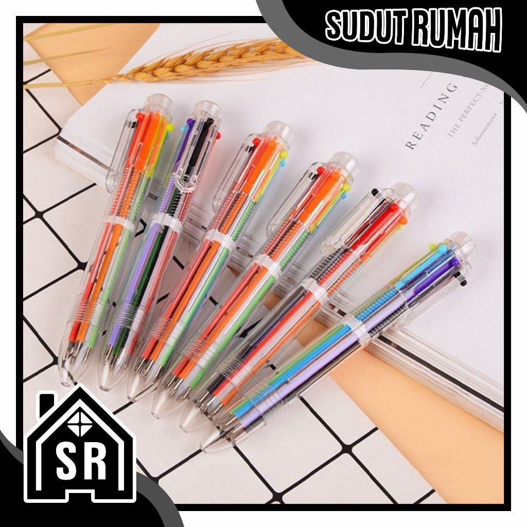 

SR Pulpen 6 Warna Transparan Pena Ballpont Pen Six-in-One Color S048