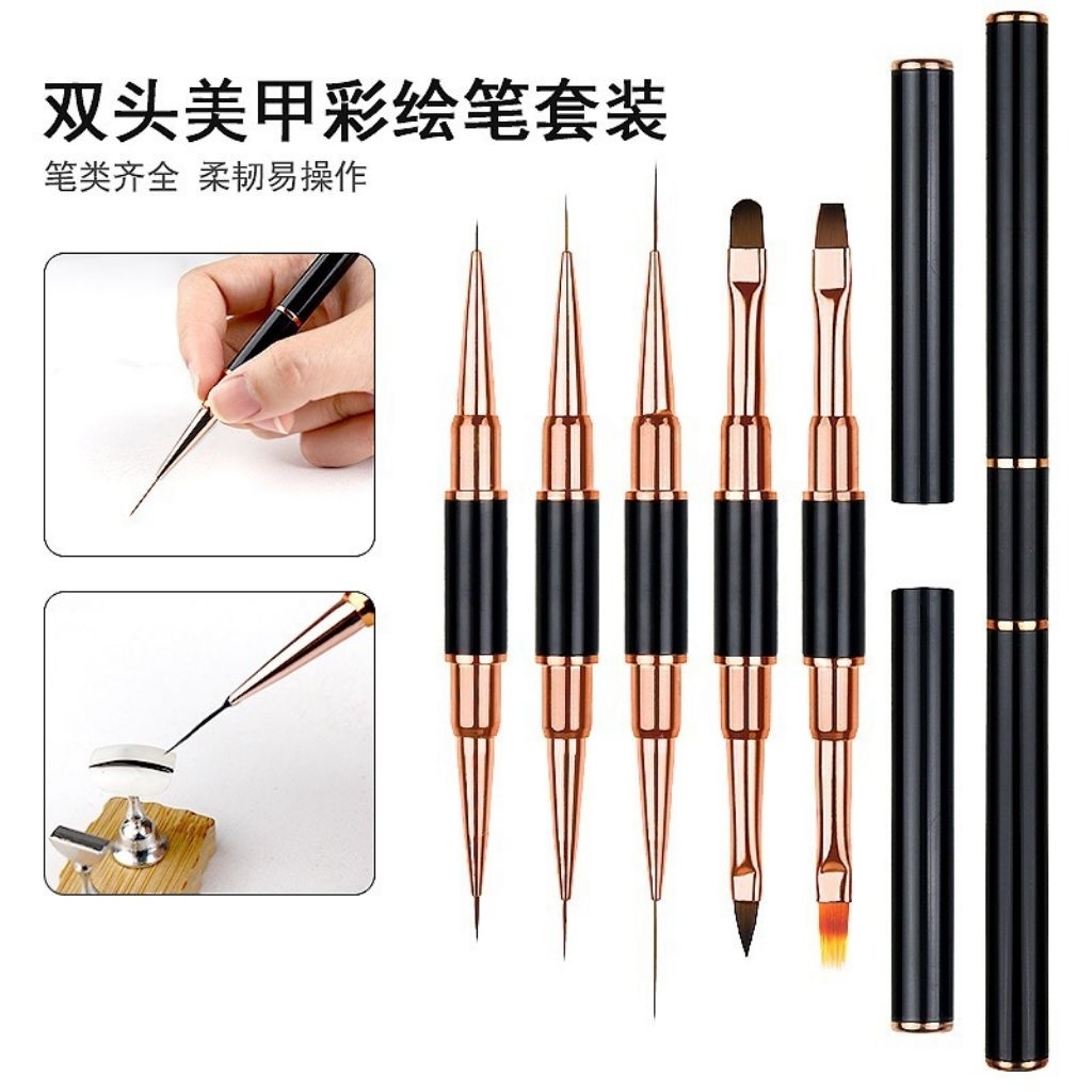 

SET NAIL BRUSH 2IN1 ISI 5 PCS DENGAN TUTUPAN SERBAGUNA Nail Art Set Brush 5pcs 2in1 Kuas nail art drawing kuas menggambar kuku 1 SET NAIL BRUSH Brush nailart SET Brush nail art/PREMIUM brush art/Aksesoris Nail art tools