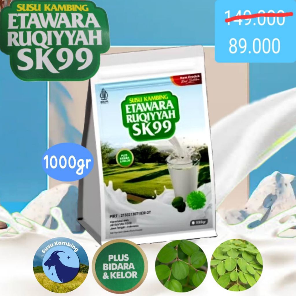 

SUSU KAMBING ETAWARA SK99 PLUS DAUN KELOR DAN BIDARA ORIGINAL 1000gr