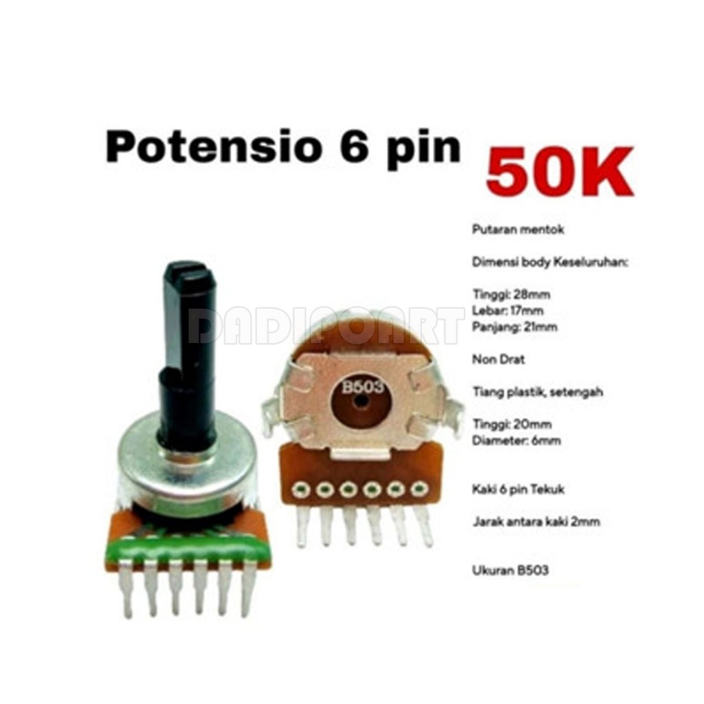 POTENSIO 6PIN POLYTRON Kaki TEKUK AS PANJANG ORIGINAL POTENSIO POLITRON AS PANJANG