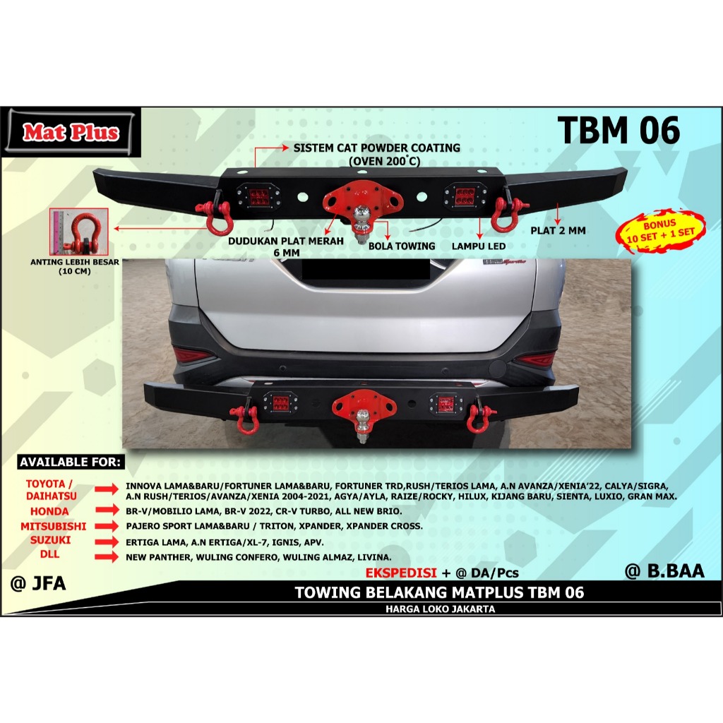 Tanduk Belakang Towing Custom Pengaman Body Bumper Mobil INNOVA FORTUNER RUSH TERIOS AVANZA XENIA CA