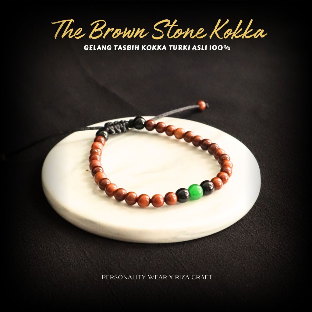 Gelang Tasbih 33 Butir Kecil Kayu Kokka Kokah Kaokah Kaukah Coklat ASLI Original mix Batu Akik Alam 