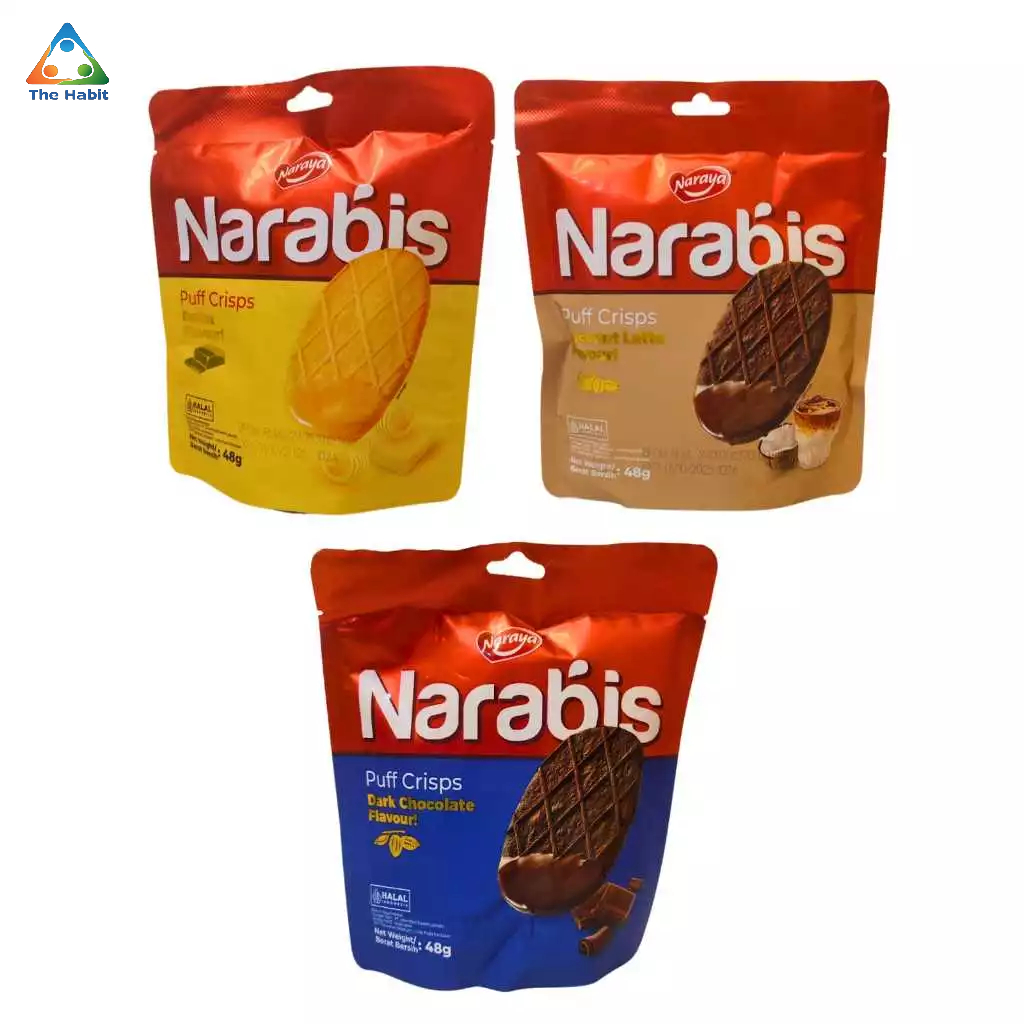 

(The Peaks) NARAYA NARABIS PUFF CRISPS 48g Biskuit Puff Aneka Rasa Butter Dark Chocolate Coconut Latte