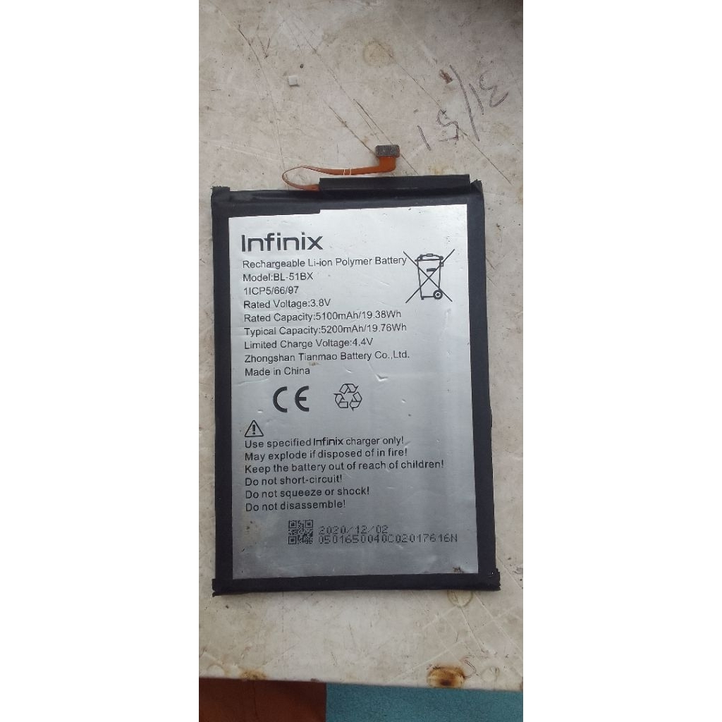 batre bl-51bx hp infinix hot10/hot11/not8/not8i seken