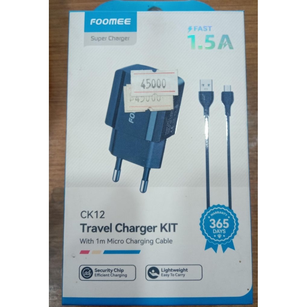 CHARGER FOOMEE CK-12 TRAVEL CHARGER USB+KABEL DATA MIKRO