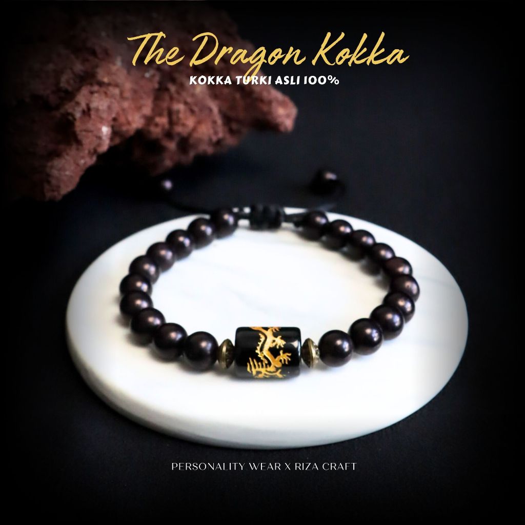 DRAGON KOKKA - Gelang Pria Wanita Serut Keren Kekinian Kayu Kokka Koka Kaokah Kaukah Batu Alam Krist