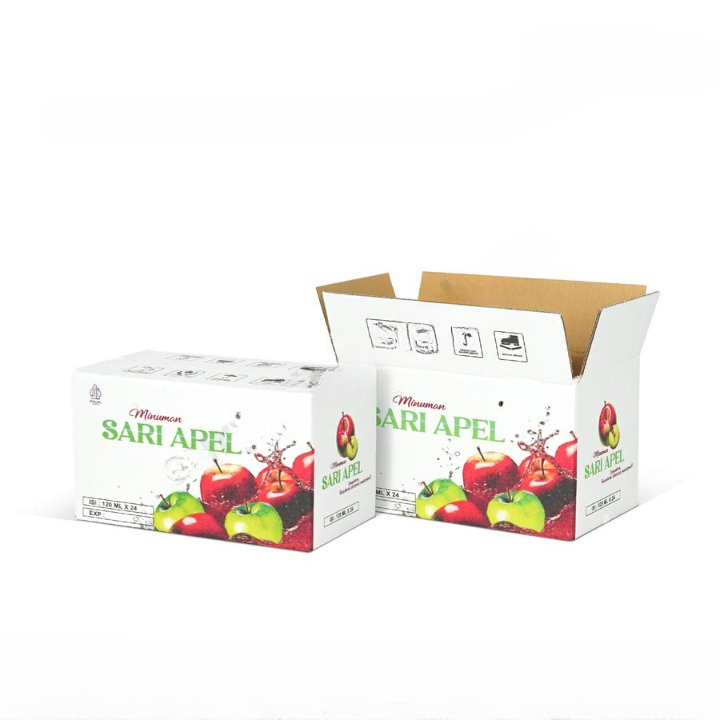 

Box Kardus Sari Minuman Model Normal Lakban Kotak Packing Minuman 24x120 Sari Apel Putih