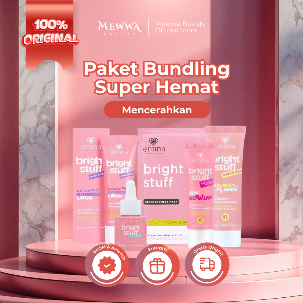 Mewwa Beauty 🩷 ( 5in1 ) EMINA Bright Stuff Paket Bundling Paket Skincare Emina | Paket Skincare Rema