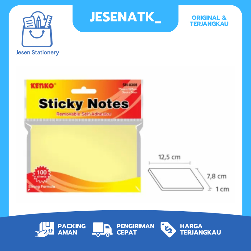 

Kenko Sticky Notes SN-0305 Memo 655 Kuning 100 Lembar Post It Tempel