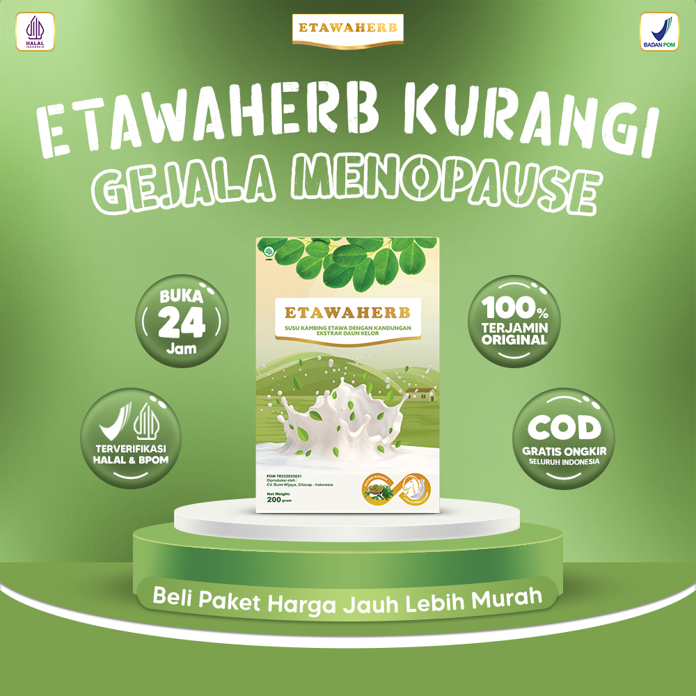 

Etawaherb Susu Kambing Etawa Premium dan Daun Kelor Kurangi Gejala Menopause 200gr
