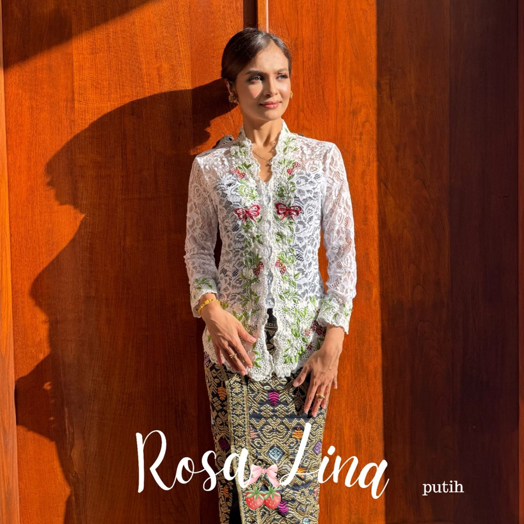 Kebaya Bordir Premium Rosa Lina Special Putih | Kebaya Bali | Kebaya Brokat Mix Bordir