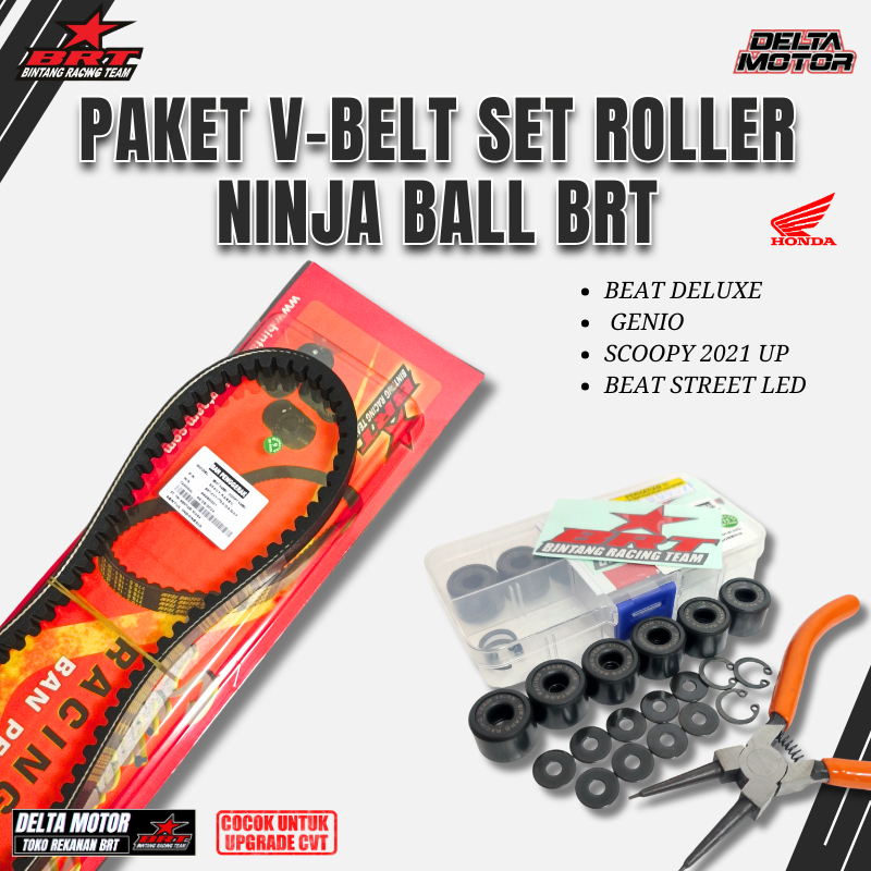 PAKET KIRIAN VANBELT VBELT ROLLER NINJA BALL BRT KOJ 11 12 13 14 15 GRAM SCOOPY 2021 BEAT DELUXE GEN