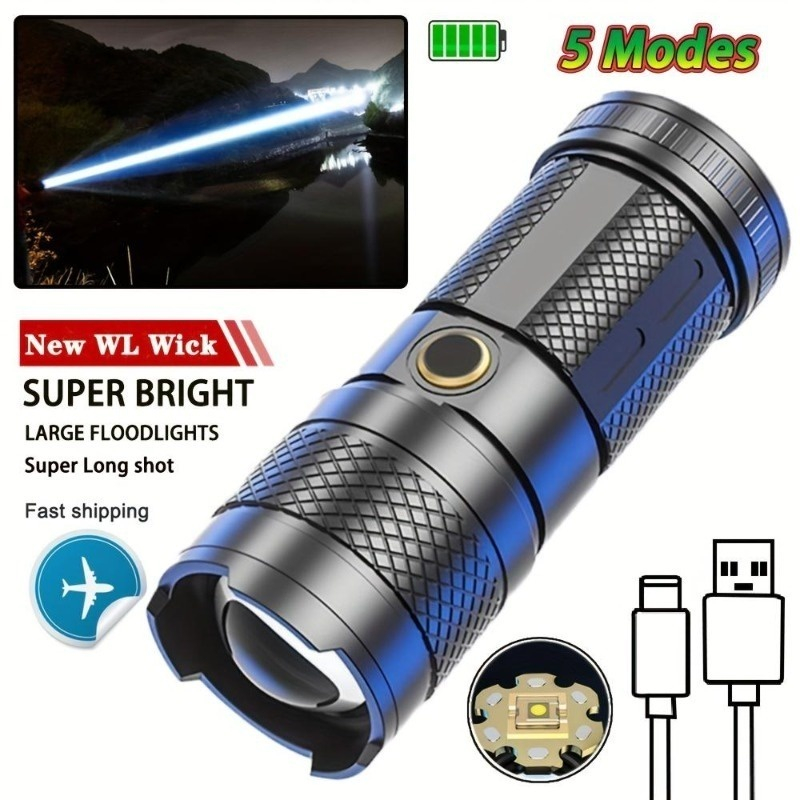 10000 Lumen Senter Led Super Terang Zoom Senter Swat Waterproof Rechargeable