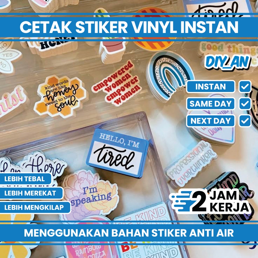 

CETAK STICKER VINYL CUSTOM GLOSSY/MATTE/HOLOGRAM FREE CUTTING