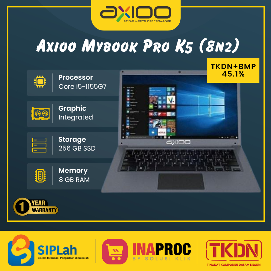 Axioo Mybook Pro K5 (8N2) i5-1155G7, 8GB DDR, 256GB SSD, Windows 10