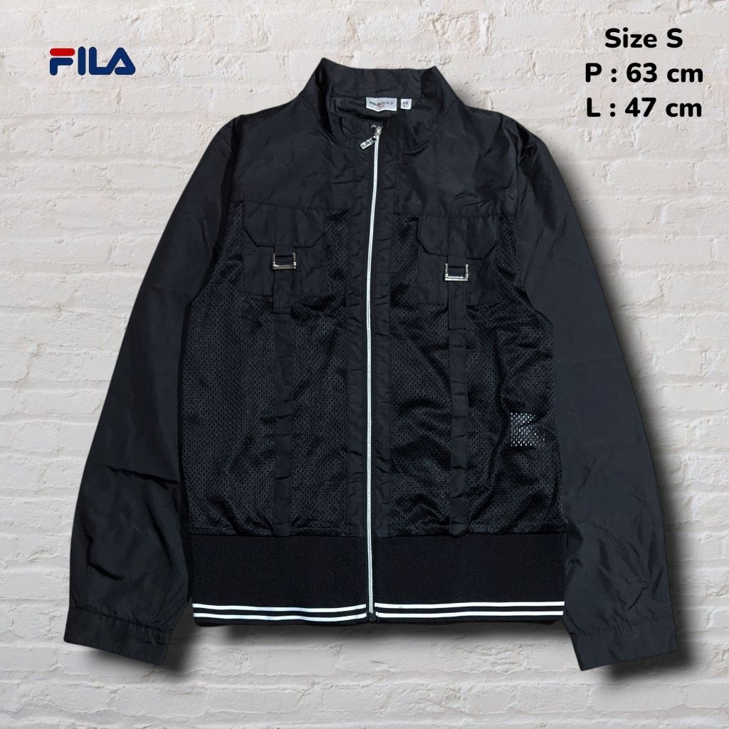 Size S Jacket Tracktop Fila Golf Parasut Furing Hitam Original Second Preloved #K116