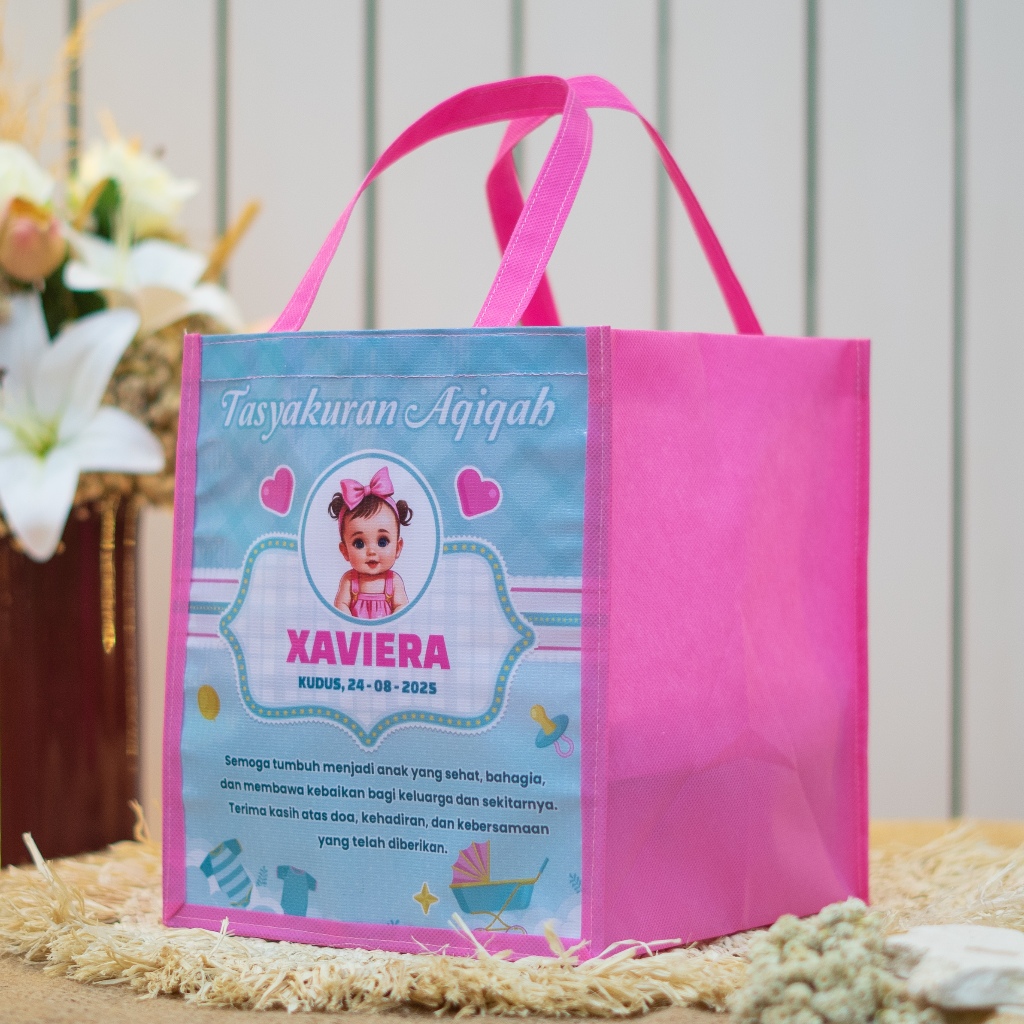 

Tas Kardus Nasi uk 20 Custom Request Gambar/ Souvenir Aqiqah / Tas Berkat Ukuran 20 / tas bingkisan