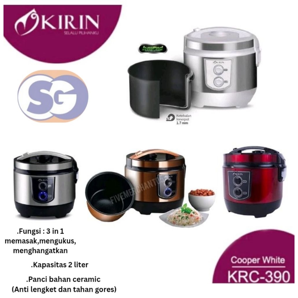 Kirin Rice Cooker KRC 390/Magic Com 2 Liter