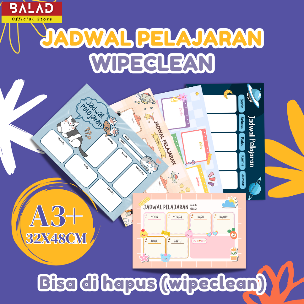 

Desain Terbaru Poster Jadwal Pelajaran Sekolah Wipe Clean - Weekly Planner (A3+)