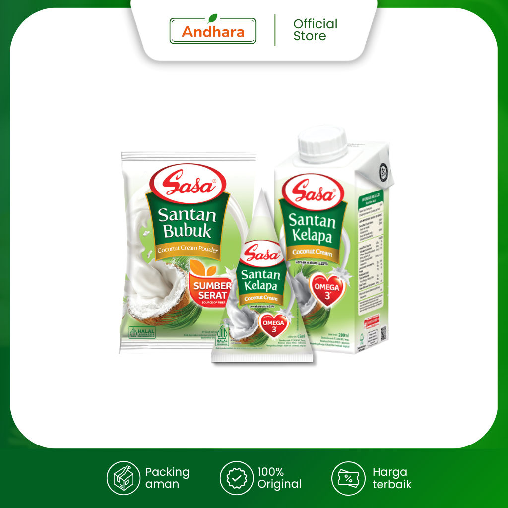 

Sasa Santan Kelapa Bubuk & Cair - Santan Asli Dari Daging Buah Kelapa Tua Segar Pilihan Higienis & Modern