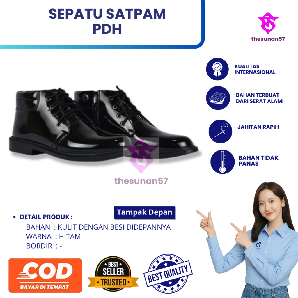 Sepatu Satpam PDH || Sepatu PDH 100% Asli Kulit || Sepatu Satpam || Sepatu PDH Satpam Pantofel Pria