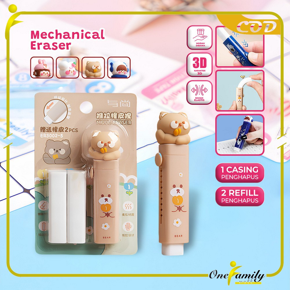 

EC ONE-A78 Penghapus Pensil Mekanik Free 2PCS Refill Penghapus Karakter Kartun 3D Sliding Eraser / Mechanical Eraser Perlengkapan Sekolah Anak / Penghapus Pensil Anak Import
