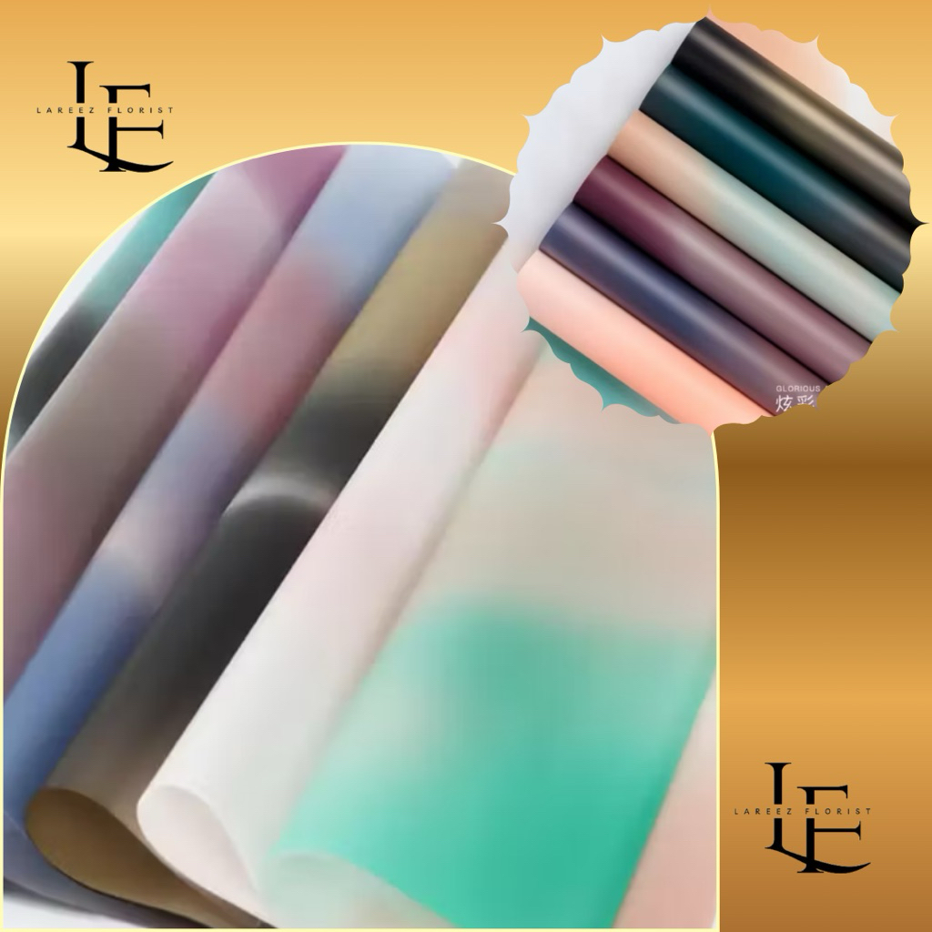

[1 PACK/ 20 LEMBAR] Flower Wrapping Paper Gradient Aurora Cellophane Waterproof Kertas Bungkus Pembungkus Bouquet Bunga Gradasi Anti Air