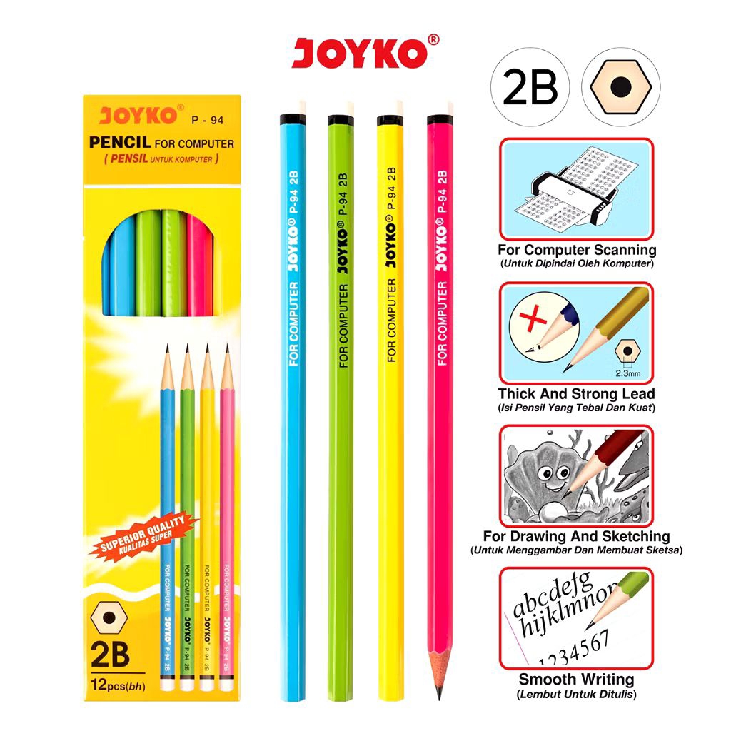 

Joyko P-94 2B | Pencil Serut / Pensil Kayu 2B