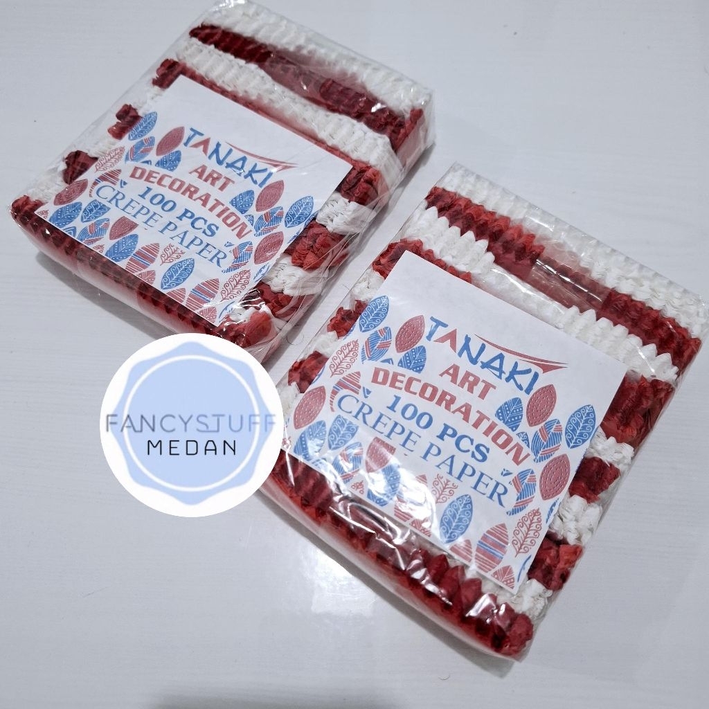 

Fancystuffmedan - kertas crepe potong warna merah putih isi 100 lembar/bks