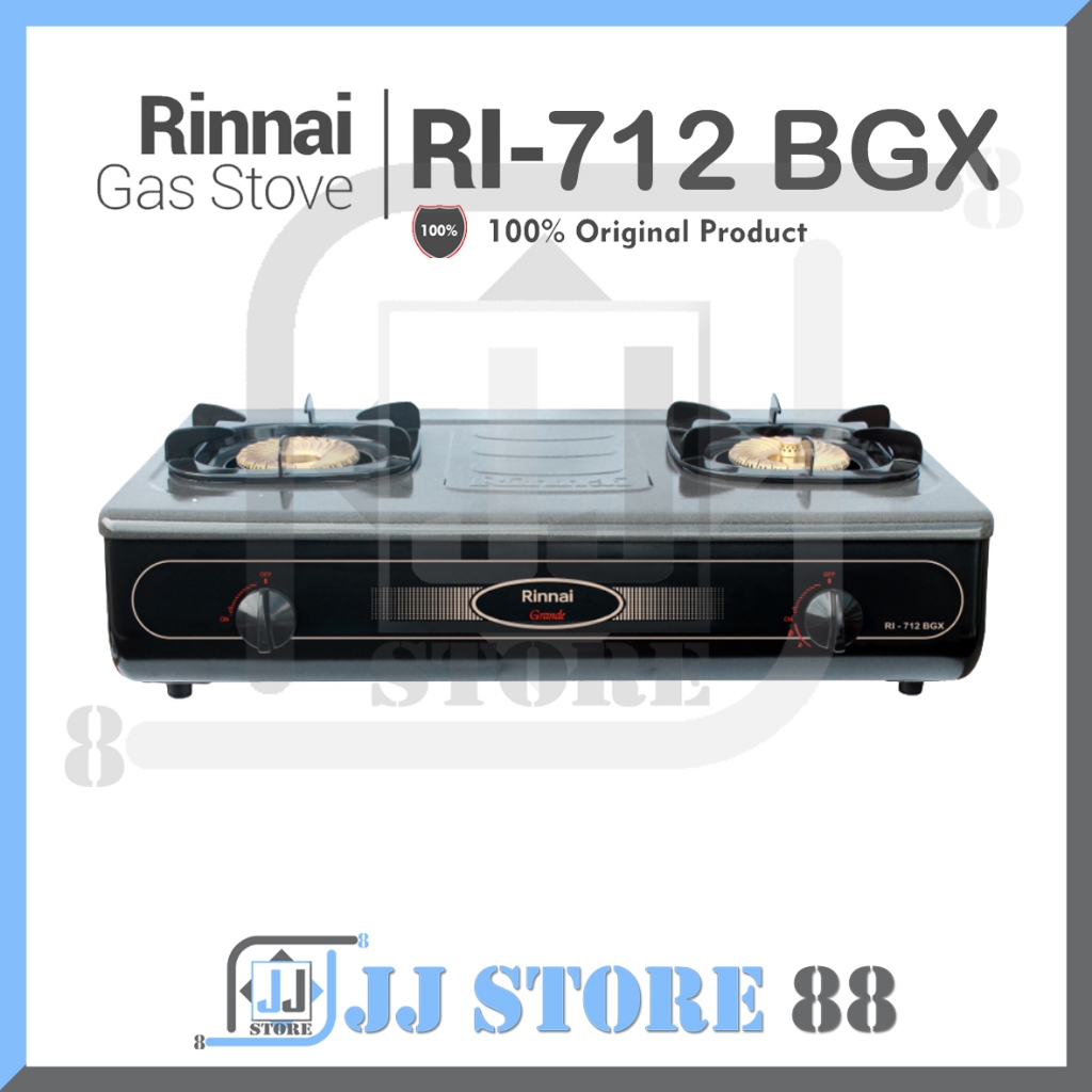 KOMPOR GAS RINNAI TURBO / KOMPOR GAS 2 TUNGKU / RINNAI RI-712 A / TEBAL - HITAM