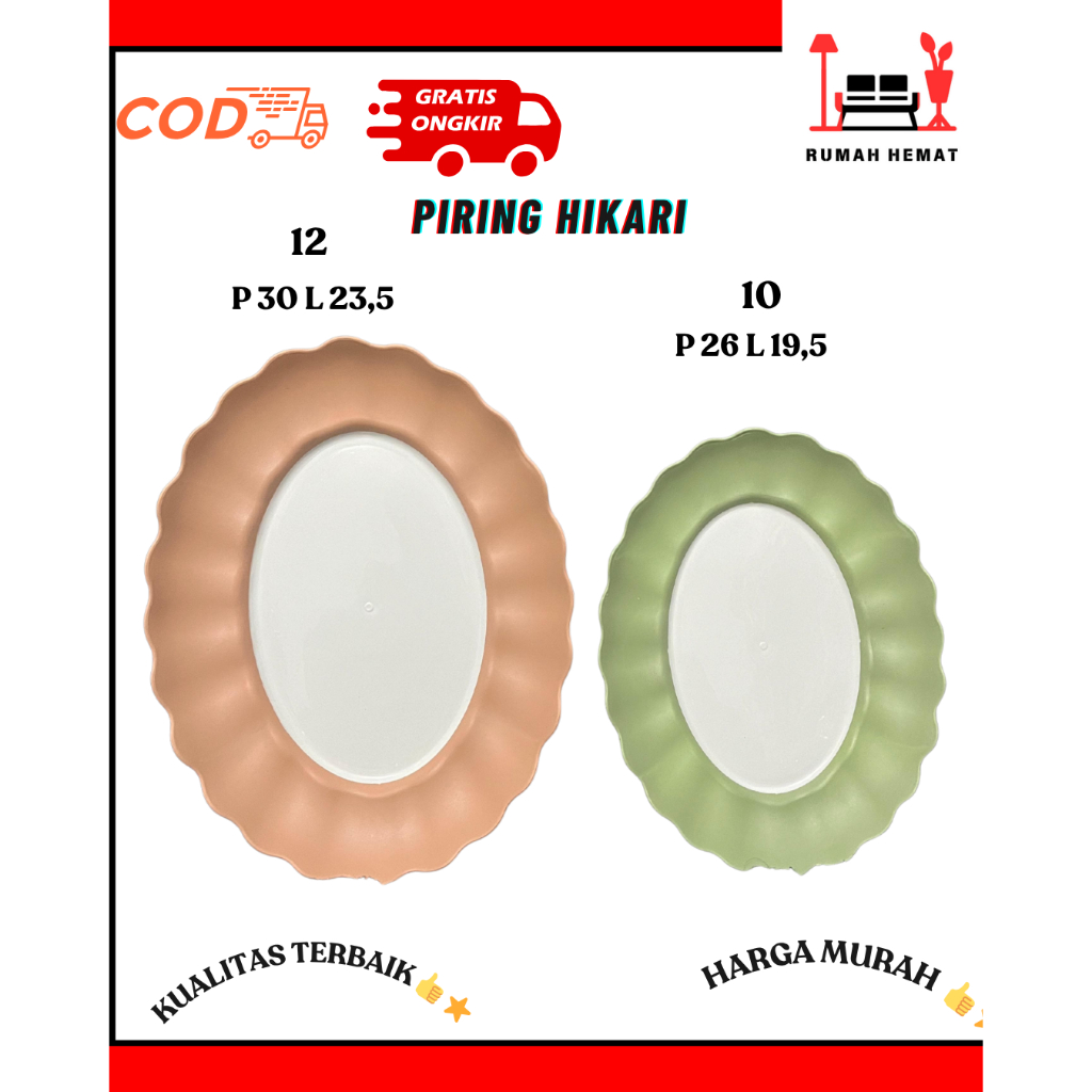 Piring saji makanan plastik/ Piring Makan Plastik oval 12 hikari/ Piring prasmanan plastik/ Wadah Sa